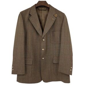T Harris London 100% Lambswool Brown & Blue tweed Blazer SZ Large